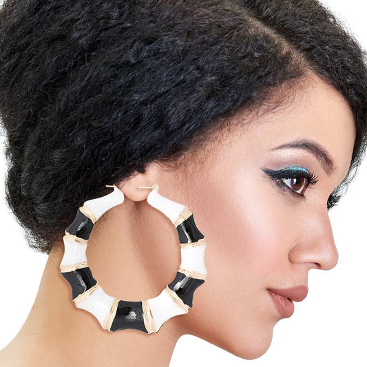 White Trapozoid Bamboo Hoops