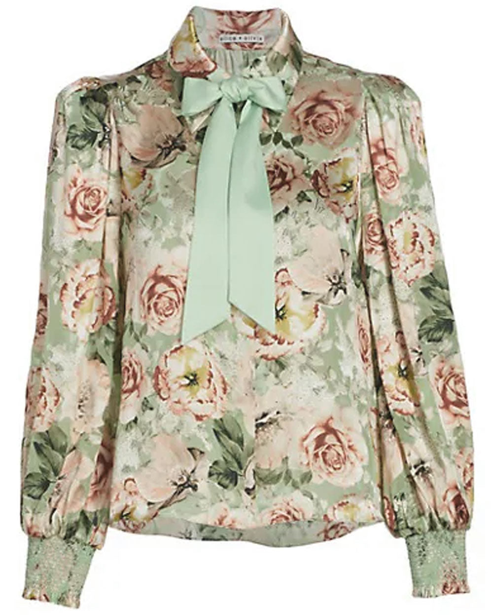 Alice + Olivia Pistachio Morning Side Floral Brentley Button Front ...