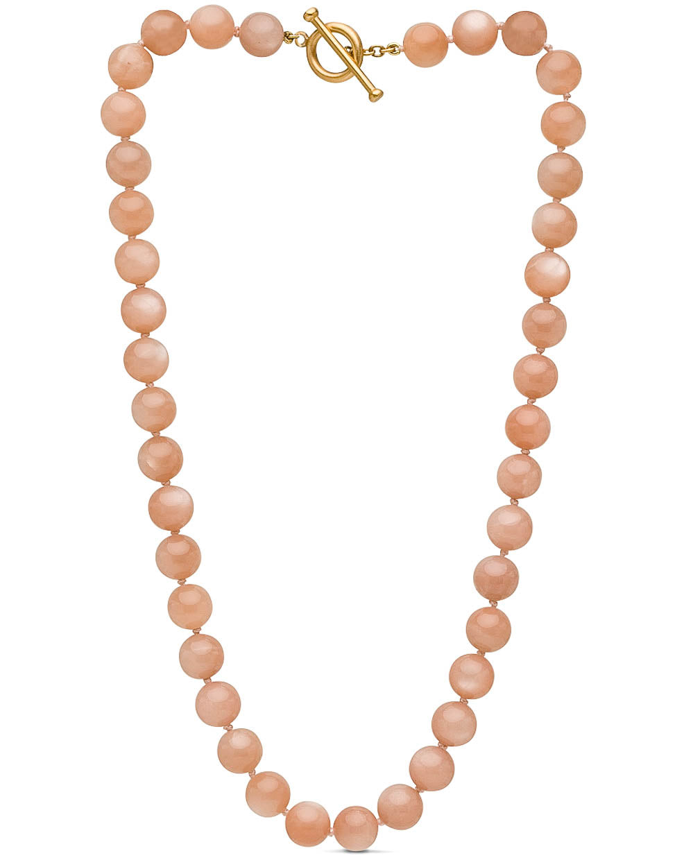 Peach Moonstone Cabochon Beaded Short Necklace