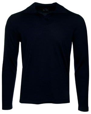 Navy Cashmere Long Sleeve Polo