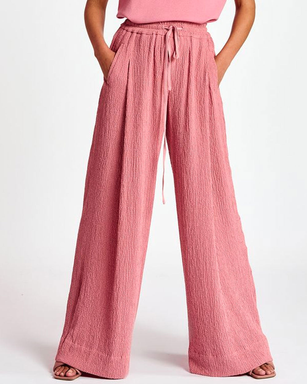 Essentiel Antwerp Pink Cheeks Bathing Wide Leg Pants Stanley Korshak