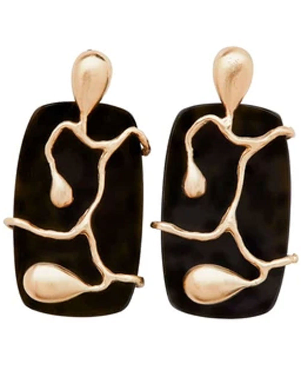Jasmine Obsidian Bronze Earrings