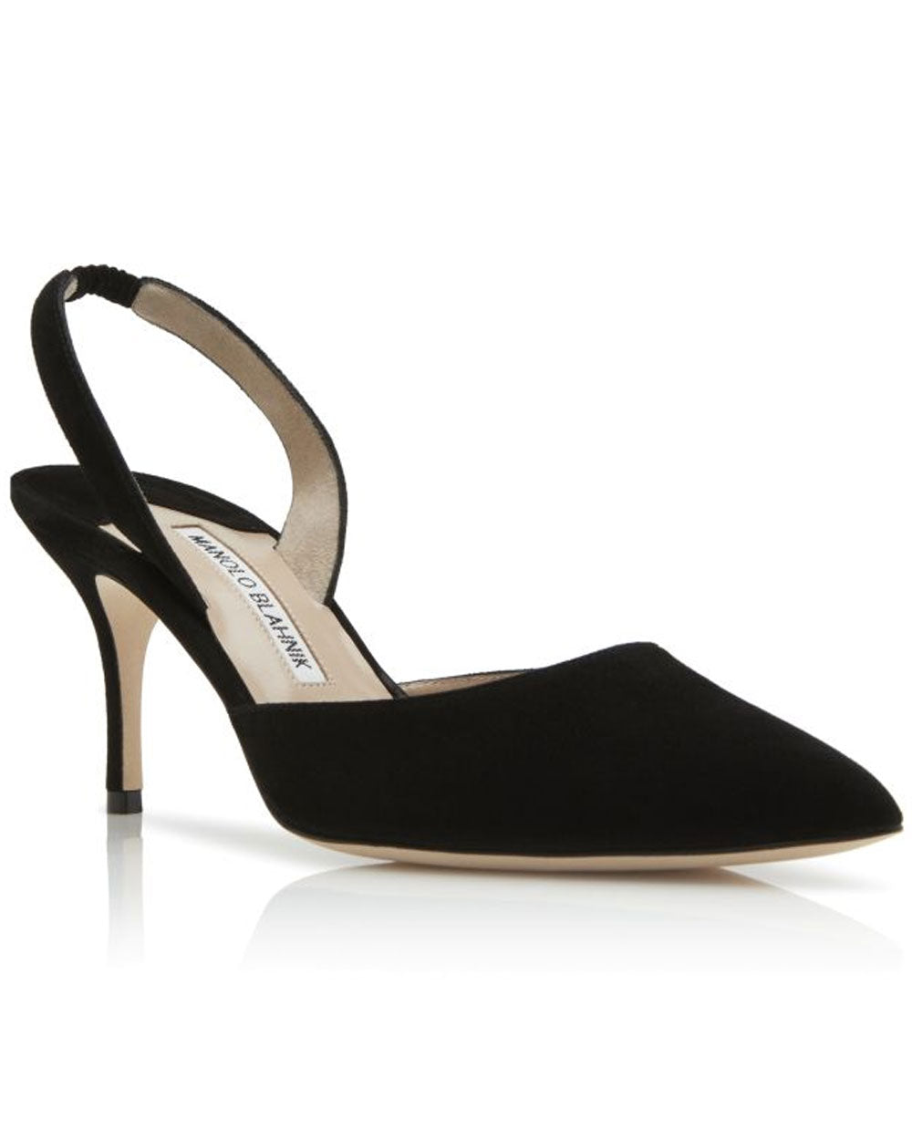 ブランド】 マノロブラニク Black Suede Slingback Pumps 38 ポインテッ