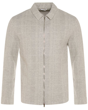 Light Grey Wool Blend Zip Front Jacket