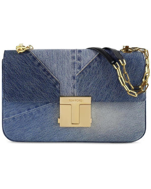 Washed Blue Patchwork Denim Maxi Shoulder Bag – Stanley Korshak