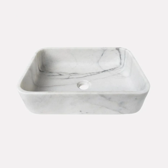 White Calacatta Marble Rectangular Sink Polished (W)12" (L)18" (H)6"