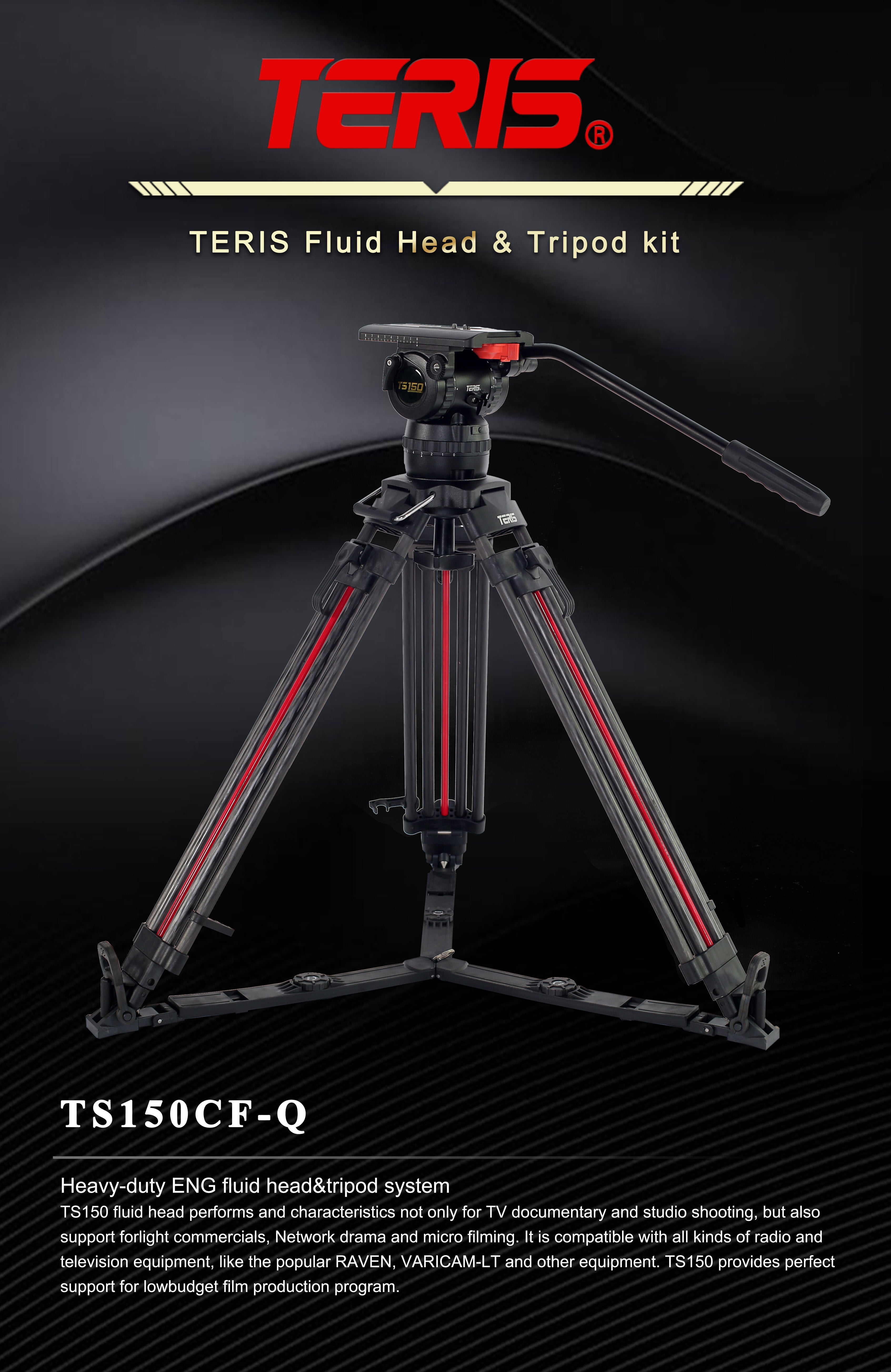 Teris TS150CF-Q Carbon Fiber Tripod Kit 20kg (44lb) Capacity 100mm bowl