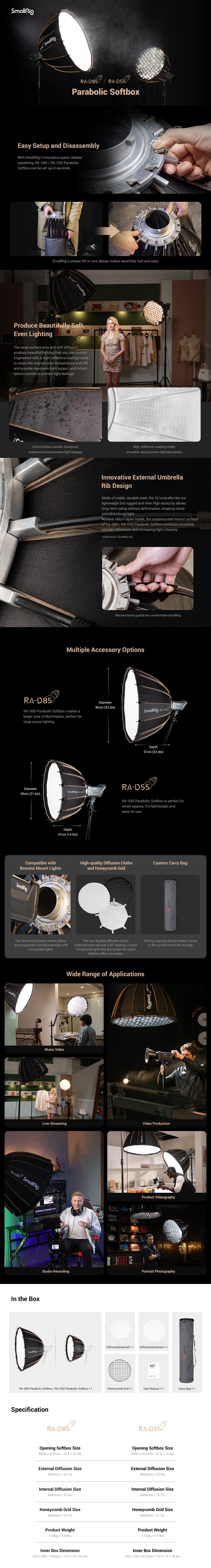 SmallRig RA-D55 Parabolic Softbox 3585