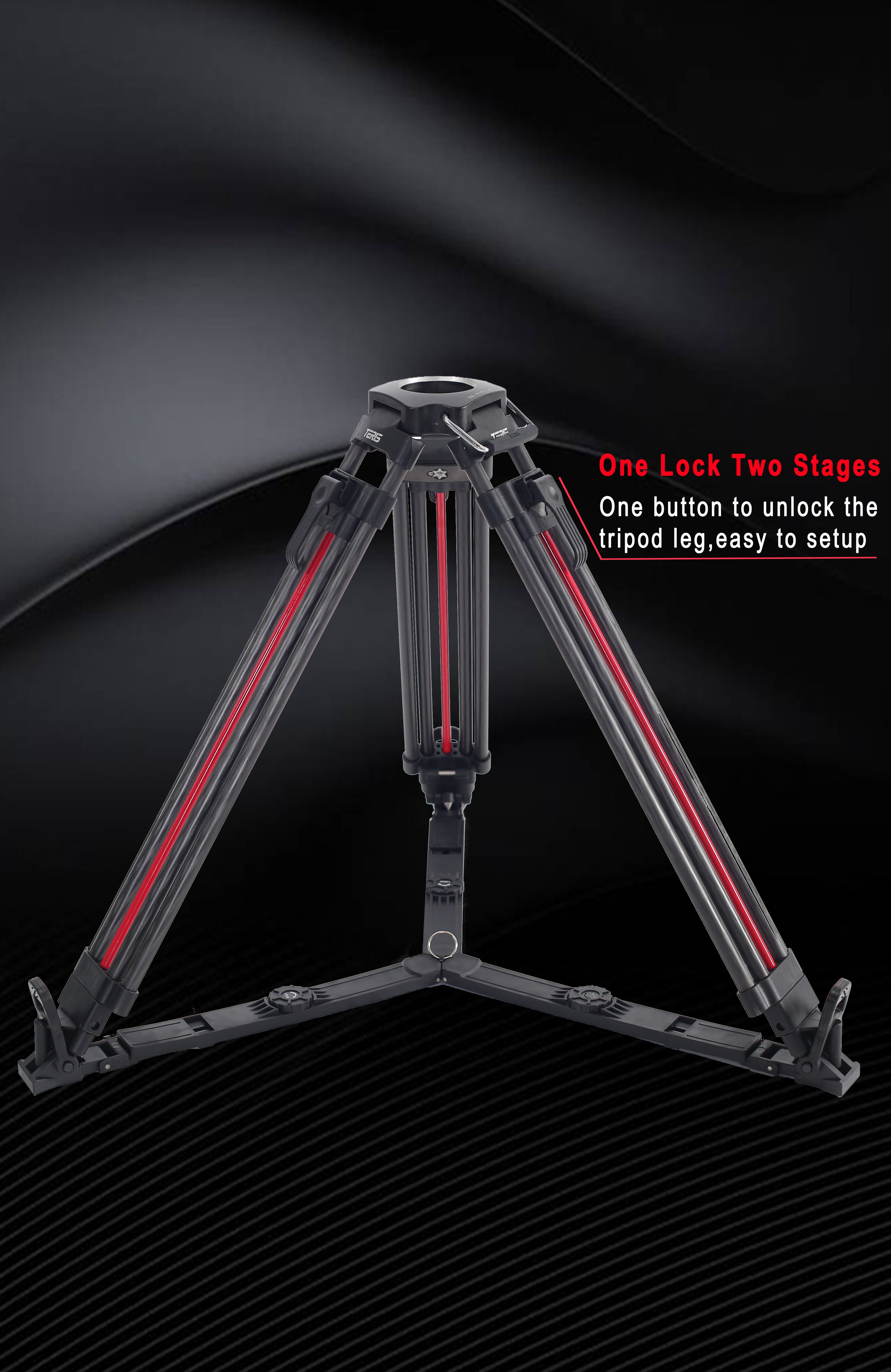 Teris TSN6CF-Q PLUS Carbon Fiber Tripod Kit 7kg (15lb) Capacity 75mm Bowl Head with Flap Lock Quick Release-3