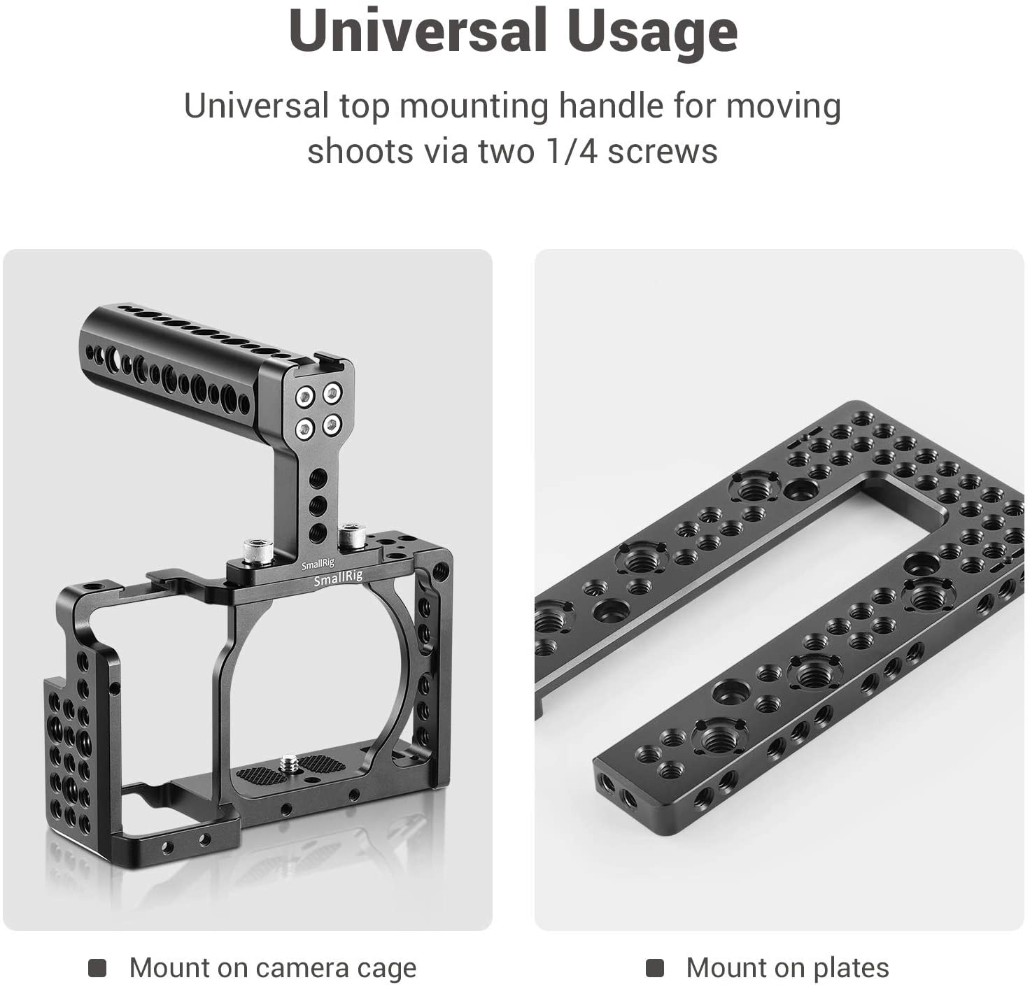 SMALLRIG Camera Top Handle Cheese Handle Grip with Built-in Shoe Mount for Camera Rig, Camera Cage - 1638