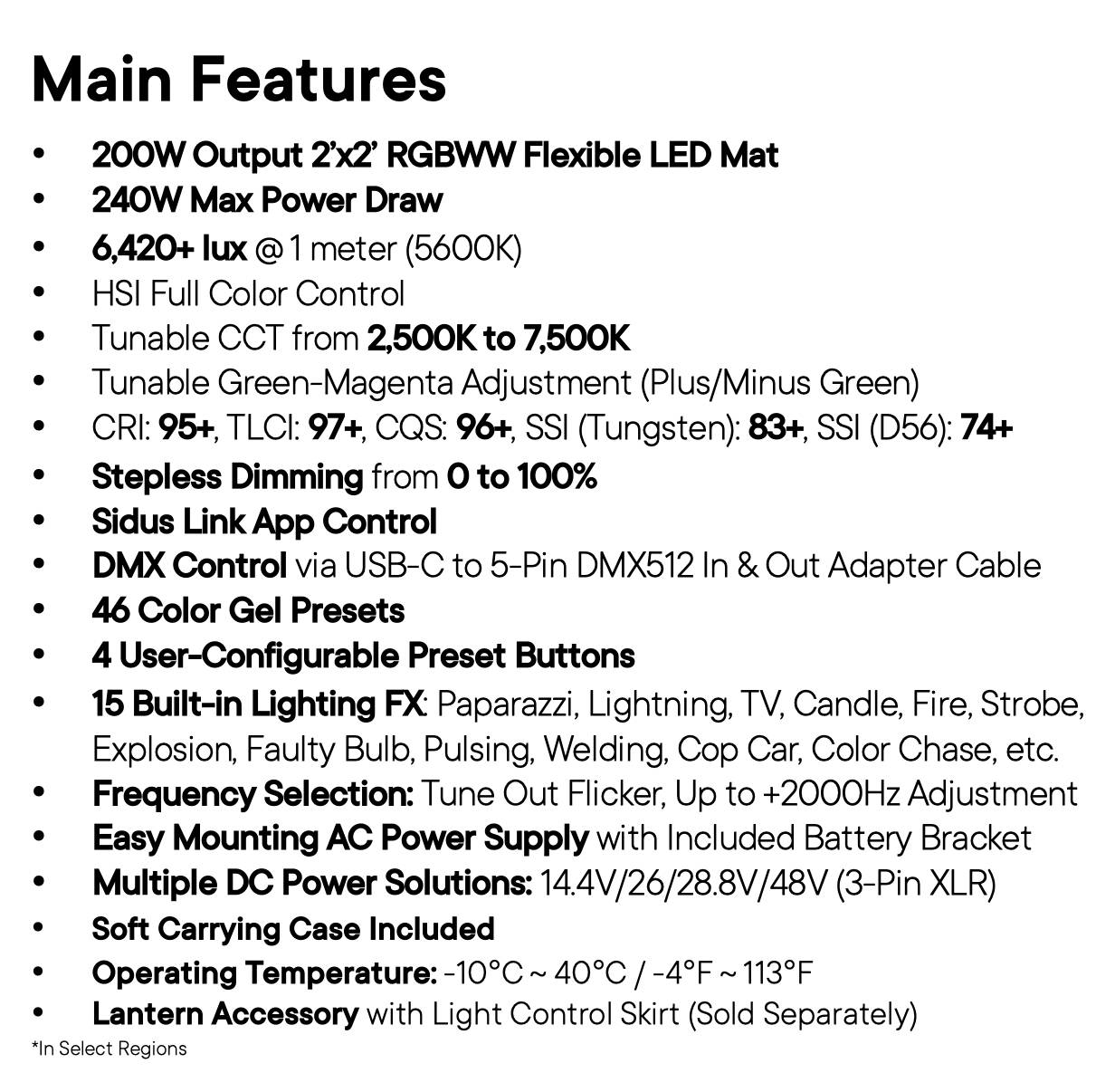 Amaran F22C LED Mat Features