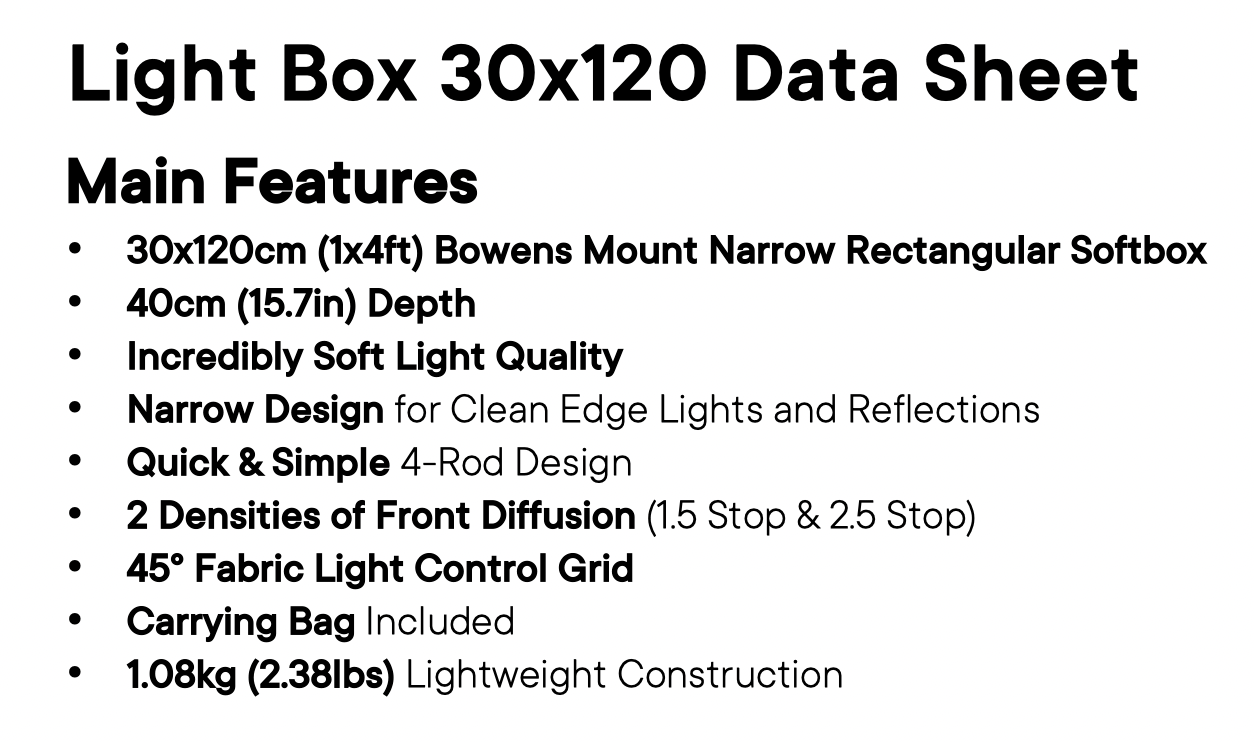 Aputure light box 30x120 Features