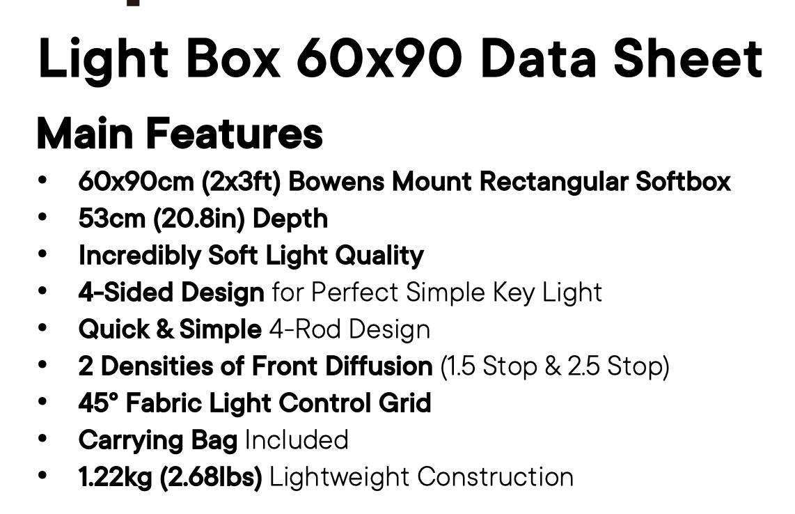 Light Box 60x90 Features