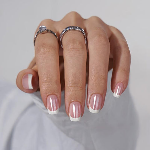 Designs on Pink and White Nails - Be Elegant Short Square Nails