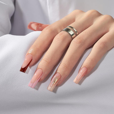 XCOATTIPS® French - Peach Long Square Pastel Tips