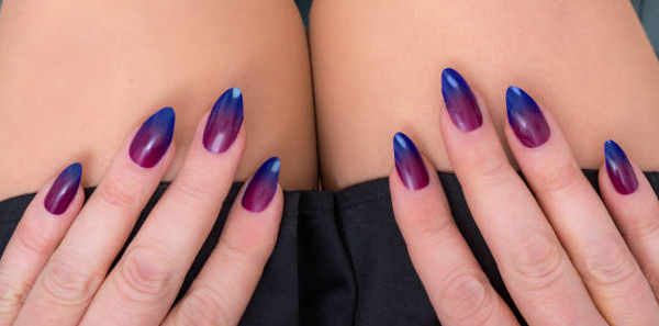 Maroon and Blue Nails