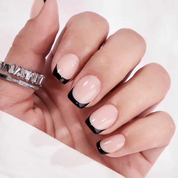 French Tips Black and White Nail Designs