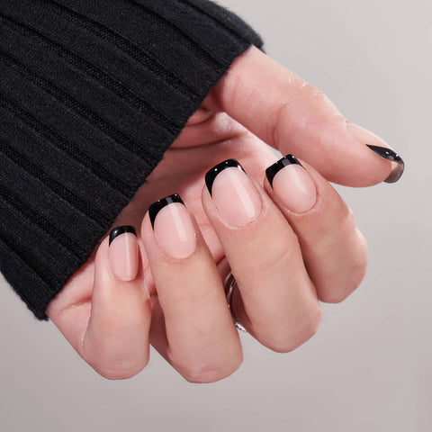 Classic Black Square Nails