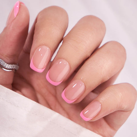 Acrylic Pink Nail Designs - Dolce Pink Square Nails - Press On Nails