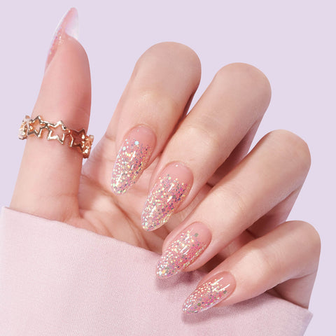 Pink Sparkle Almond Nails for trending summer nails 2023