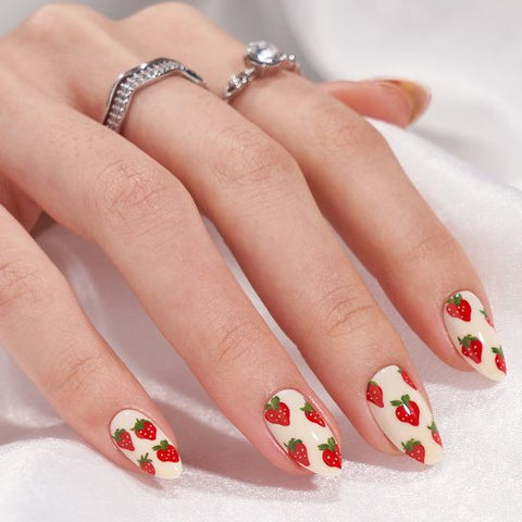 Strawberry Almond Nails for trending summer nails 2023