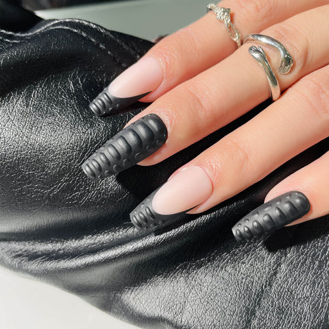 Black Crocodile Coffin Nails for trending summer nails 2023