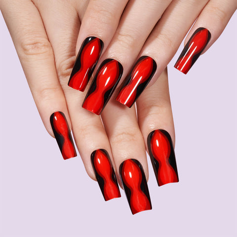 Bloody Mary Square Nails for black and red nail designs