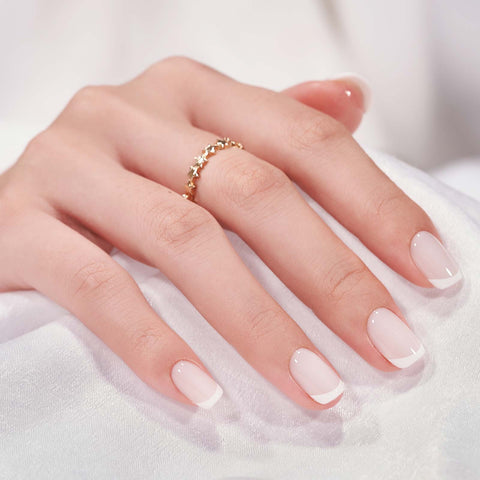 Classic White Square French Press On Nails