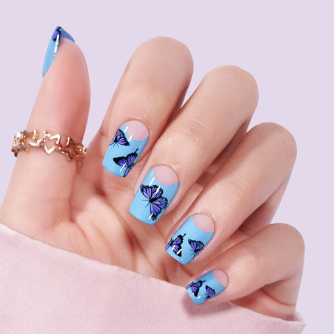 Flying Butterflies Square Press On Nails