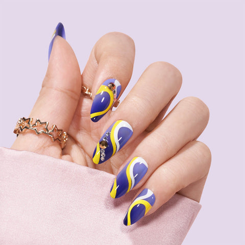 Wave Blue Almond Nails for bright Nail Designs