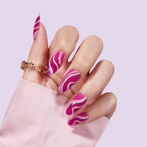 Wild Berries Almond Nails for Pink and White Nail Designs