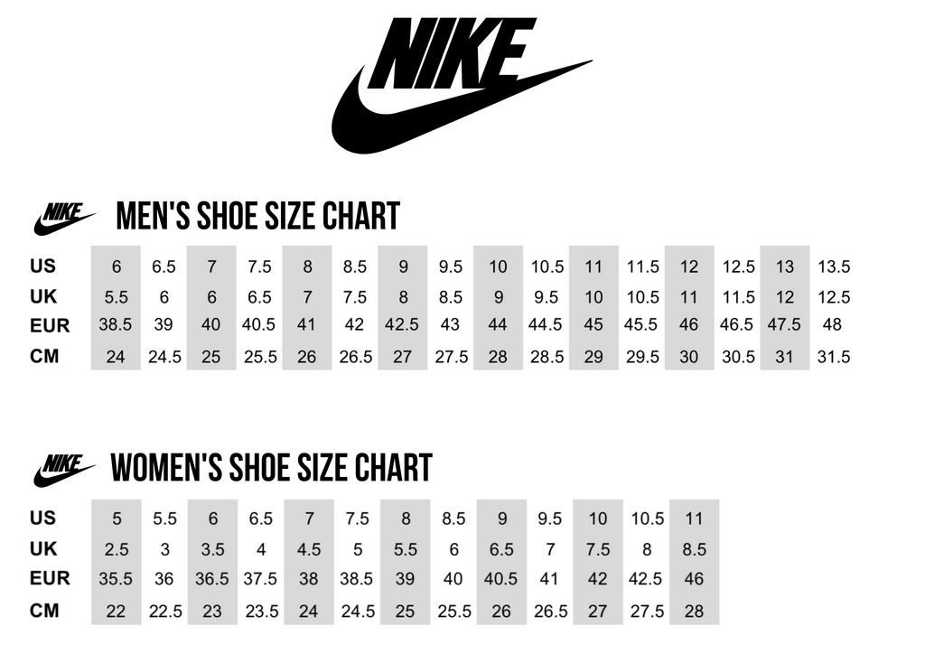 nike mens size to women's size