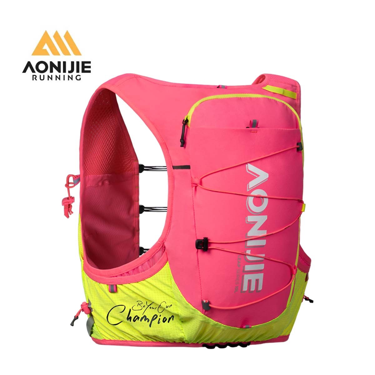 AONIJIE Light Pink 10L Trail Running Vest Backpack with Bottle Holder & Pole Loop for Marathon Hiking - C9116