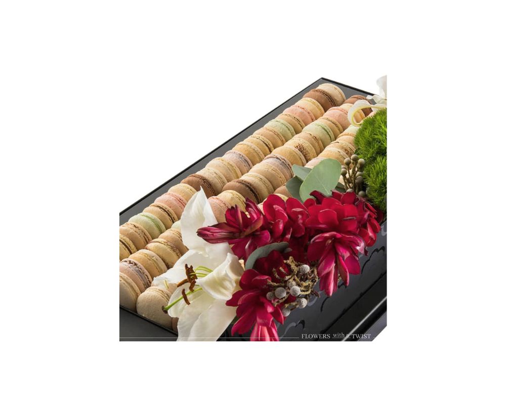 waz.arts - Signature Box containing Tropical Flowers and Extra Macarons