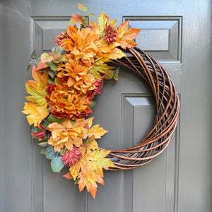 Rustic Fall Willow Wreath - Angie's Door Decor