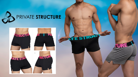 Lounge shorts from the Private Structure Modality series. Available in 3 colors including the new color.