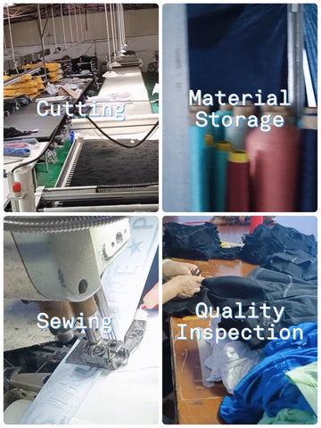 A view of Private Structure's workshop in Malaysia. Private Structure's products are hand-packed one by one by craftsmen after the fabric is cut, sewn, ironed, and quality checked. Private Structure's products are filled with the individuality and technical capabilities of the craftsmen.