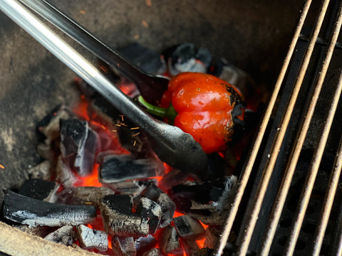 Sweet pepper on grill