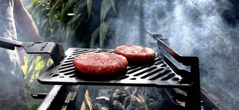 Burgers on grill