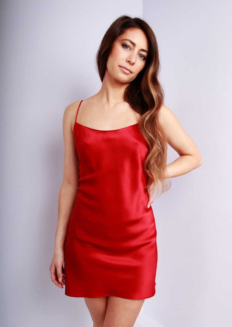 Soie Unie Slip Dress Red