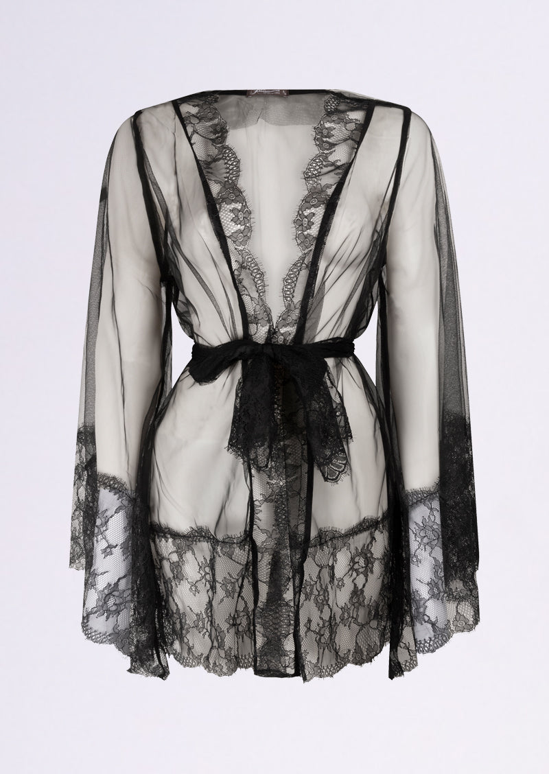 stil Orkaan verjaardag Pleasurements Soiree Kimono Black | Lace Robe | Kimonos