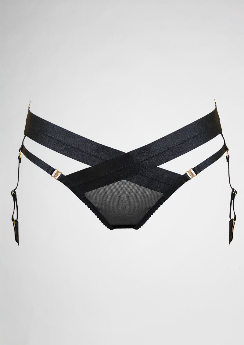 Bordelle Tomoe Harness Brief Black Suspender Brief Pleasurements