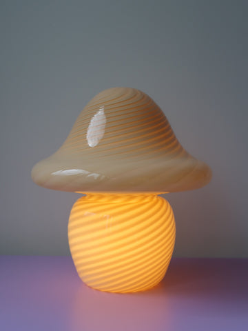 Sjælden vintage Murano vetri mushroom bordlampe gul