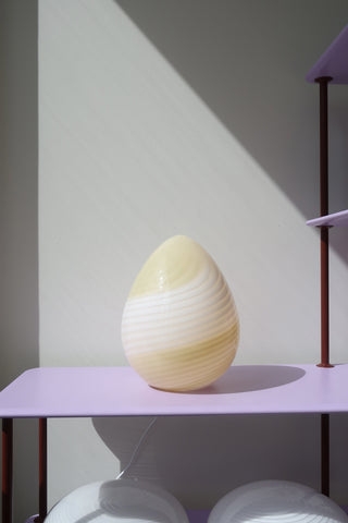 Sjælden vintage Murano vetri egg ægge bordlampe hvid og gul
