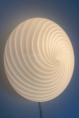 Vintage Murano hvid swirl plafond loftlampe / væglampe D:30 cm