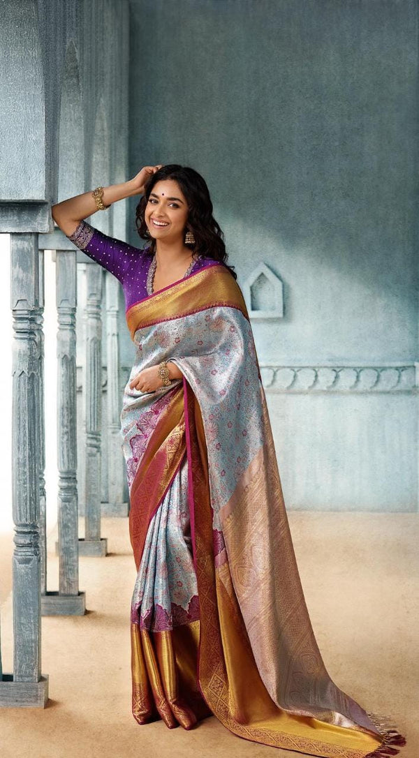 Ladies 3D Digital Print With Floral Katha Stitch Silk Sarees, Affordable  Price