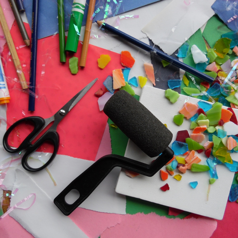 Art supplies for exploring stories through art at the Art Attack Angus studio