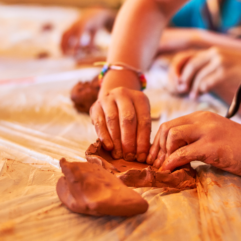 Clay hand print making 