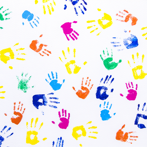 Handprints of all different colours, shapes and sizes