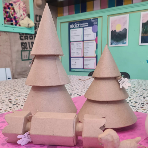 Christmas Trees available for painting and decoupage in the Art Attack Angus studio
